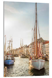 Gallery print Old sailing boat in evening light in Nyhavn in Copenhagen. Denmark