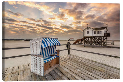 Lienzo Mañana en la playa del mar del Norte de San Pedro Ording