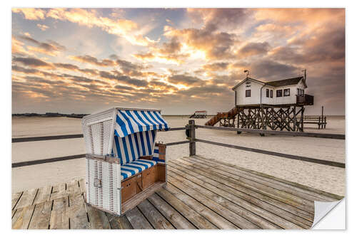 Sticker mural Un matin sur la plage de Sankt Peter-Ording, mer du Nord