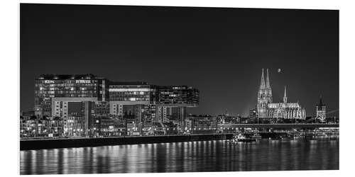 PVC-tavla Cologne night Skyline black / white