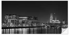 Wall sticker Cologne night Skyline black / white