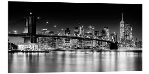 PVC-tavla New York City skyline at night, Brooklyn Bridge I