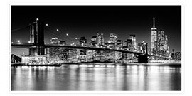 Poster  Skyline di New York City con ponte di Brooklyn (in bianco e nero) - Sascha Kilmer