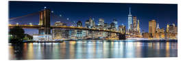 Akrylbillede  New York Skyline om natten (Panorama) - Sascha Kilmer