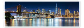 Wandbild  New York City Skyline bei Nacht (Panorama) - Sascha Kilmer
