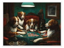 Poster  Chiens jouant au poker - Cassius Marcellus Coolidge