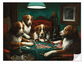 Sticker mural Chiens jouant au poker