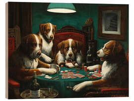 Quadro de madeira  Cães jogando poker - Cassius Marcellus Coolidge