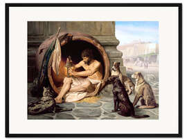 Gerahmter Kunstdruck Diogenes in seiner Tonne