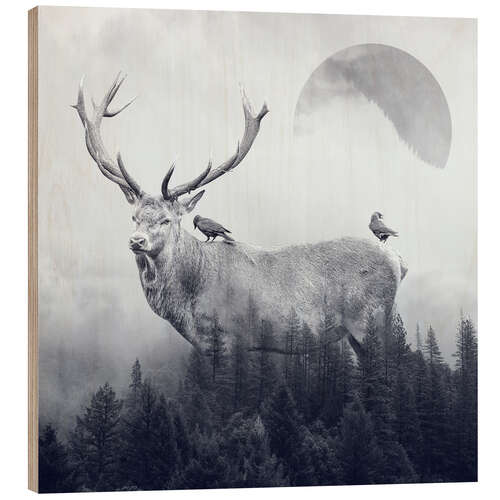 Wood print Deer Autumn