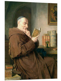 Foam board print Reading monk with wine glass