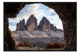 Gerahmter Kunstdruck Drei Zinnen, Dolomiten, Südtirol