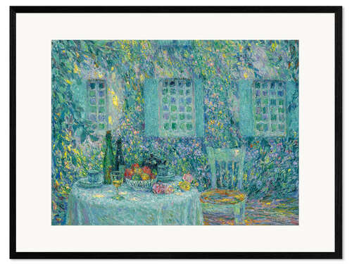 Impression artistique encadrée Table au soleil parmi les feuilles