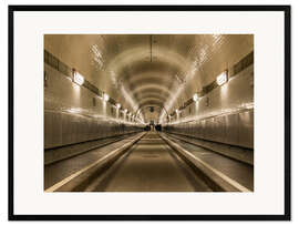 Stampa artistica con cornice Famoso Elbe Tunnel ad Amburgo, Germania