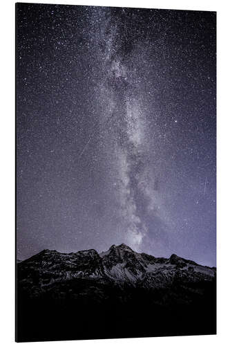 Aluminium print Stucklistock mountain peak at Susten pass with night sky, Uri, Switzerland