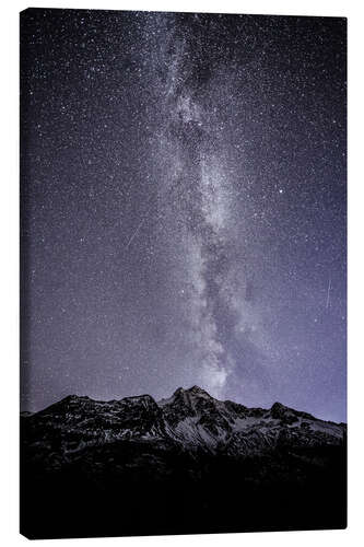 Canvas print Stucklistock mountain peak at Susten pass with night sky, Uri, Switzerland