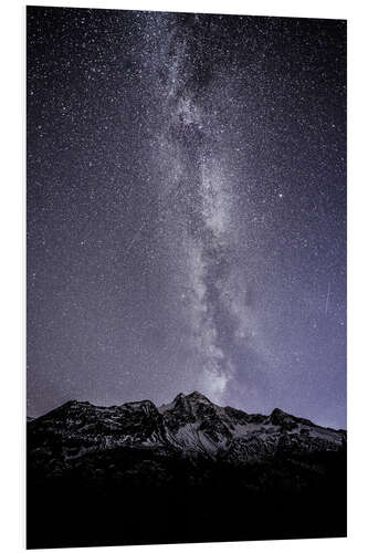 Foam board print Stucklistock mountain peak at Susten pass with night sky, Uri, Switzerland