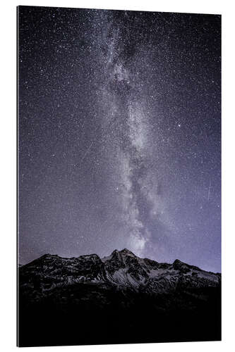 Gallery print Stucklistock mountain peak at Susten pass with night sky, Uri, Switzerland