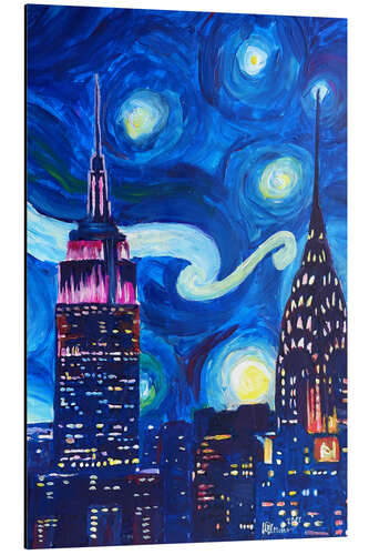 Stampa su alluminio Starry Night, in New York - Van Gogh inspirations in Manhattan