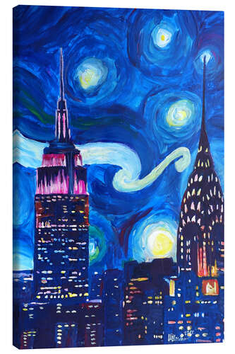 Leinwandbild Sternennacht in New York - Van Gogh Inspirationen in Manhattan