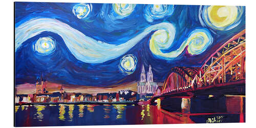 Aluminium print Starry Night in Cologne - Van Gogh inspirations