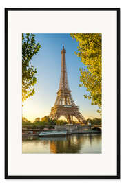 Gerahmter Kunstdruck Seineufer am Eiffelturm