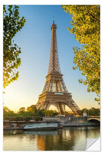 Selvklebende plakat Seine banks at the Eiffel Tower