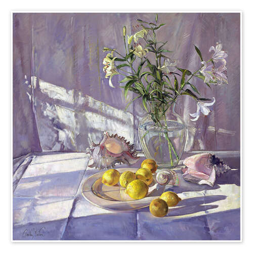 Póster Still Life Flowers and Lemons