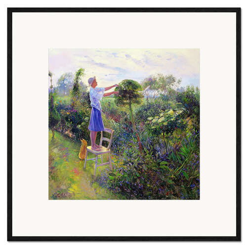 Impression artistique encadrée Working in the garden