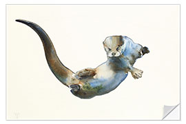 Selvklebende plakat Floating Otter