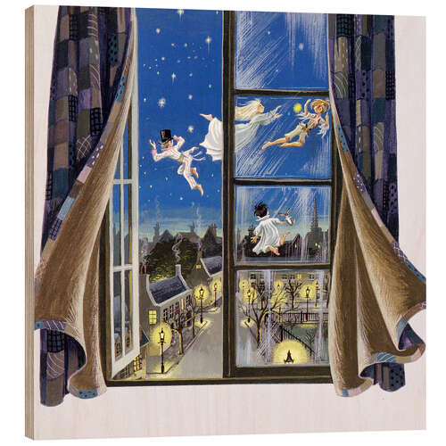 Wood print Peter Pan illustration