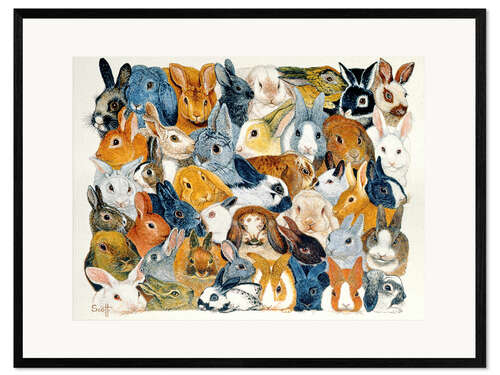 Impression artistique encadrée Des lapins
