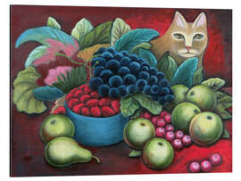 Aluminium print Cat and fruits