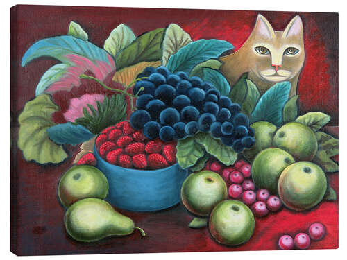 Canvas print Cat and fruits