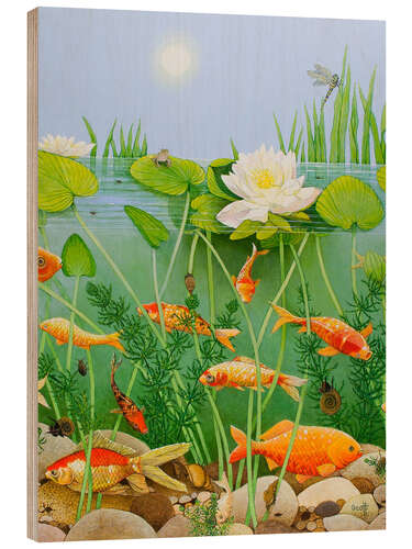 Wood print Gold fish pond