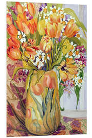 Foam board print Tulips and daffodils in an Art Nouveau vase