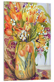 Tableau en plexi-alu Tulipes et jonquilles dans un vase