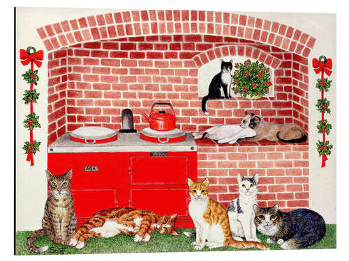 Aluminium print Cats in the kitchen