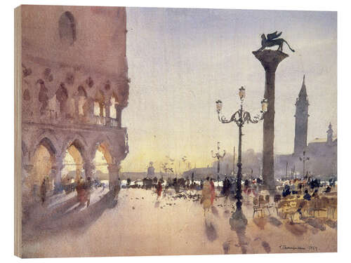 Wood print Morning on the Piazzetta, Venice