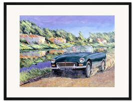 Gerahmter Kunstdruck MGB an einem französischen Kanal