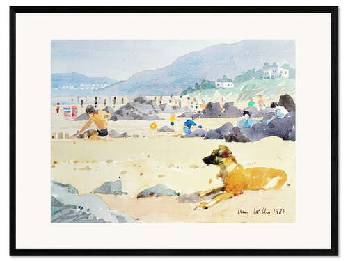 Kunsttryk i ramme Dog on the Beach, Woolacombe