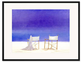 Gerahmter Kunstdruck Stühle am Strand, 1995