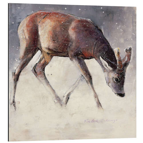 Aluminium print Young deer in winter