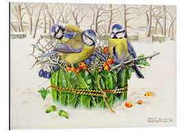 Magnettafel Blaumeisen im Blätternest