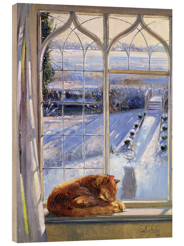 Stampa su legno Cat in the Window