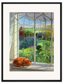 Gerahmter Kunstdruck Katze im Fenster, Sommer - Timothy Easton