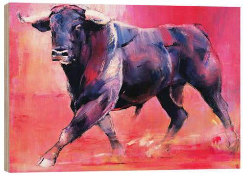 Wood print Trotting bull