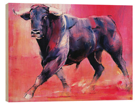 Hout print  Trotting bull - Mark Adlington