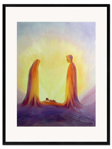 Impression artistique encadrée Marie et Jésus regardent leur enfant Jésus, 1995