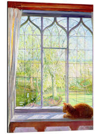 Magnettafel Katze im Fenster im Frühling